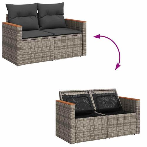 Sofasæt til haven 6 dele med hynder polyrattan grå