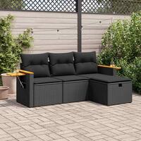 Sofasæt til haven 4 dele med hynder polyrattan sort