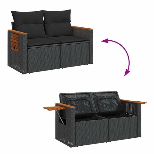 Sofasæt til haven 4 dele med hynder polyrattan sort