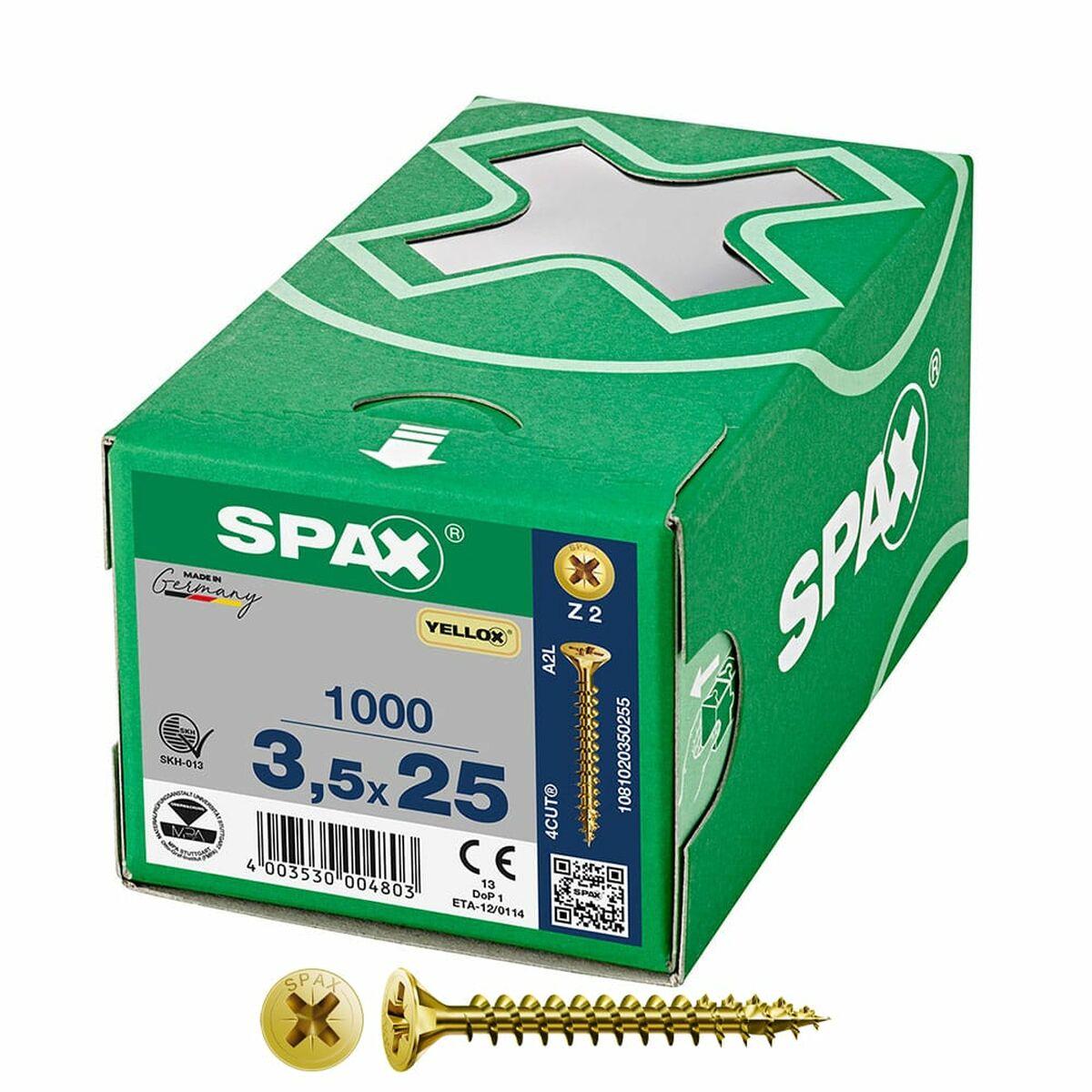 SPAX Yellox Z2 skruer - fladt hoved 3,5 × 25 mm, 1.000 stk.