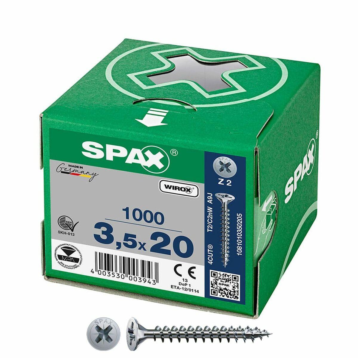 SPAX Wirox skruer Z2, fladt hoved 3,5 × 20 mm - 1000 stk.