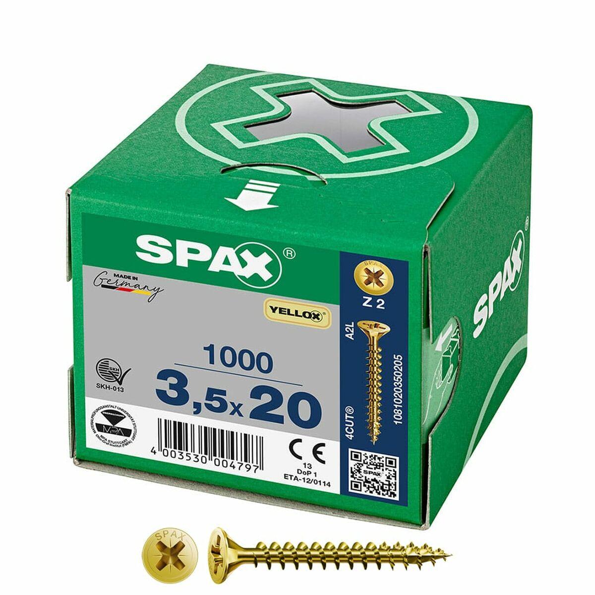 SPAX Yellox Z2 skruer - fladt hoved 3,5 × 20 mm (1000 stk.)