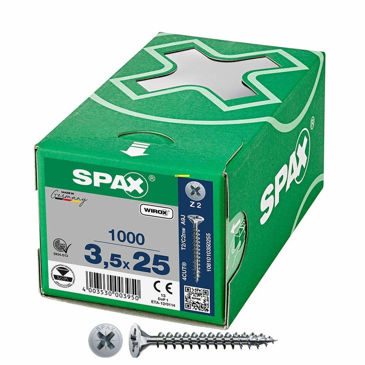 SPAX Wirox skruer Z2, fladt hoved, 3,5 × 25 mm - 1.000 stk.
