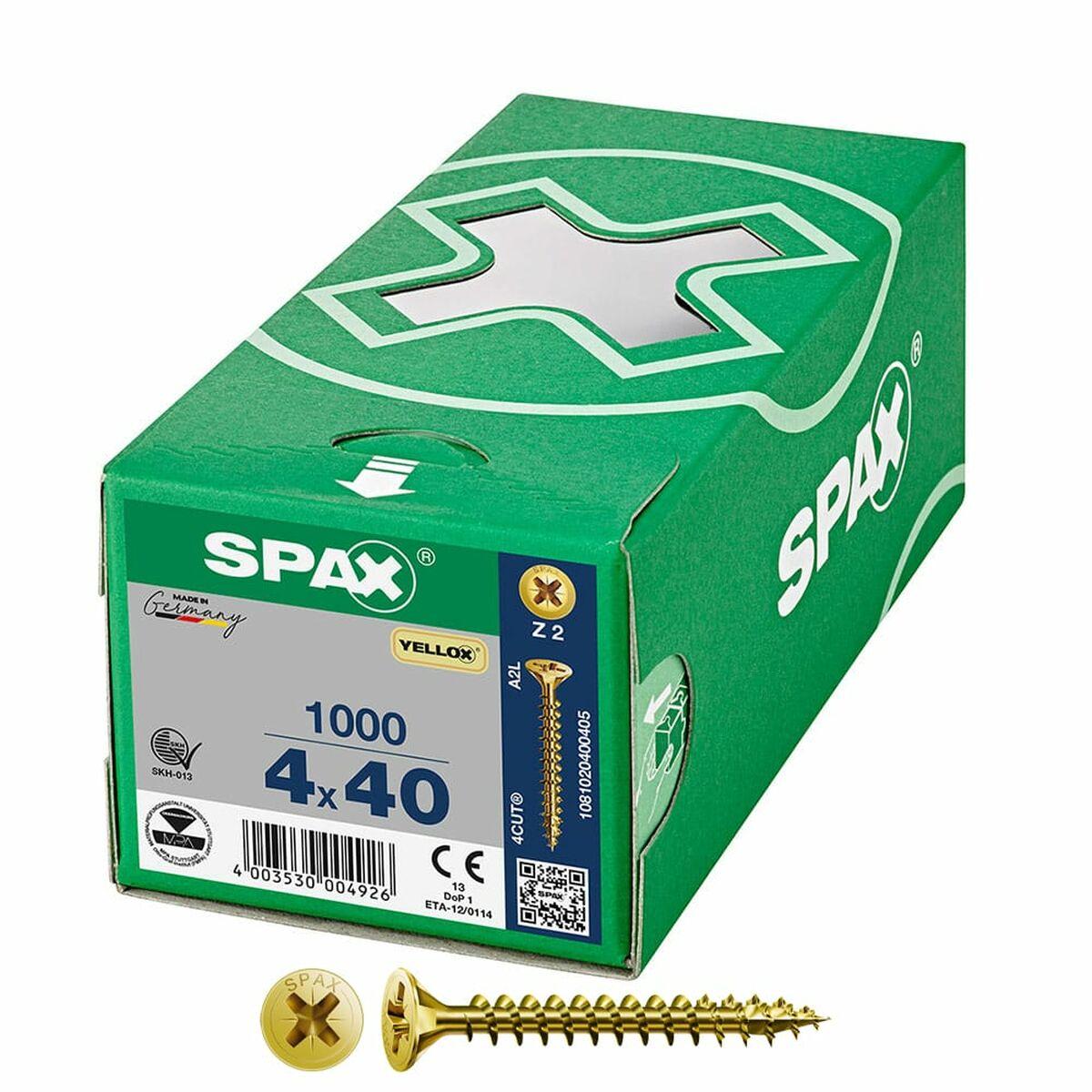 SPAX Yellox Z2 skruer - fladt hoved 4,0 × 40 mm, 1000 stk.