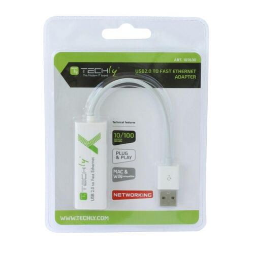 Techly USB til Ethernet adapter 15 cm (USB 2.0 til RJ45)