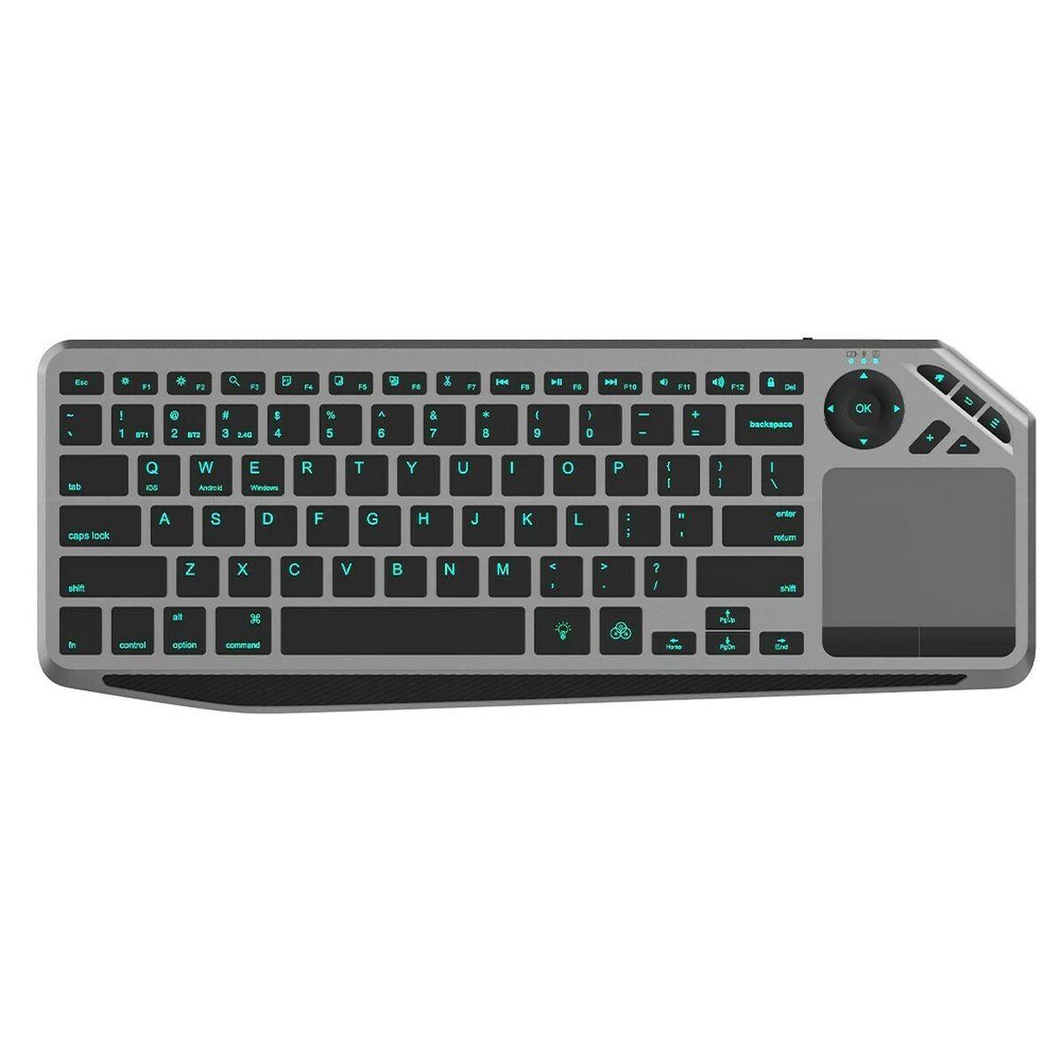 Tastatur Techly ICTB9801TB Sort Multifarvet Monochrome QWERTY