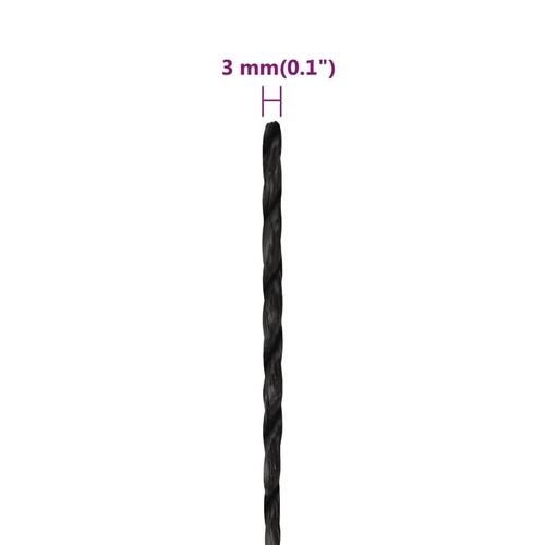 Arbejdsreb 3 mm 100 m polypropylen sort
