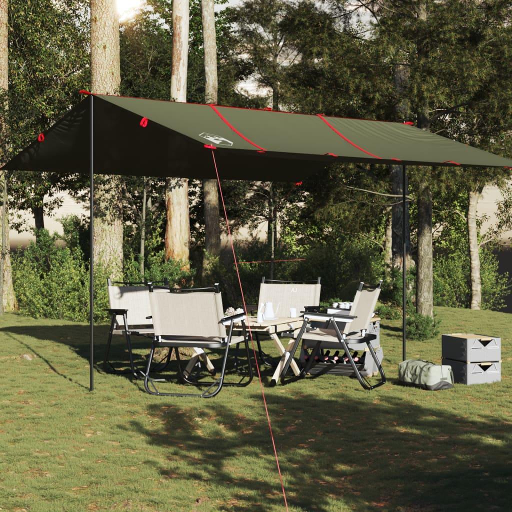 Tarp 451 × 420 cm - vandafvisende campingpresenning, olivengrøn billede