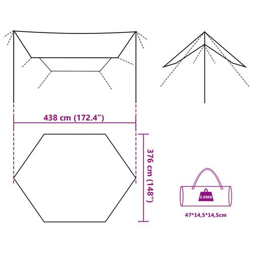 Tarp 438x376x212 cm vandafvisende camouflage