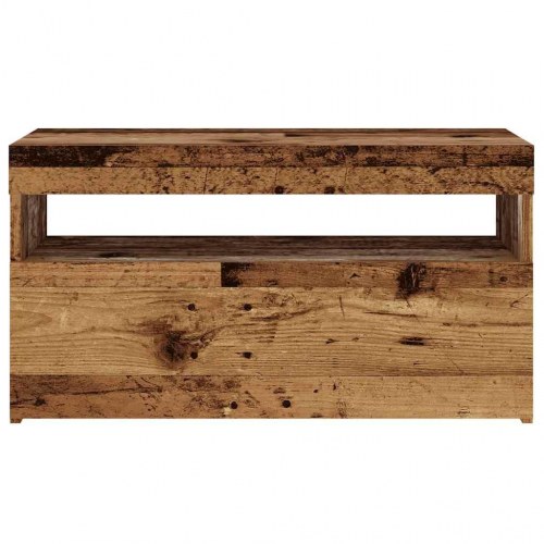 Tv-bord med LED-lys 75×35×40 cm - konstrueret træ, antikt træ