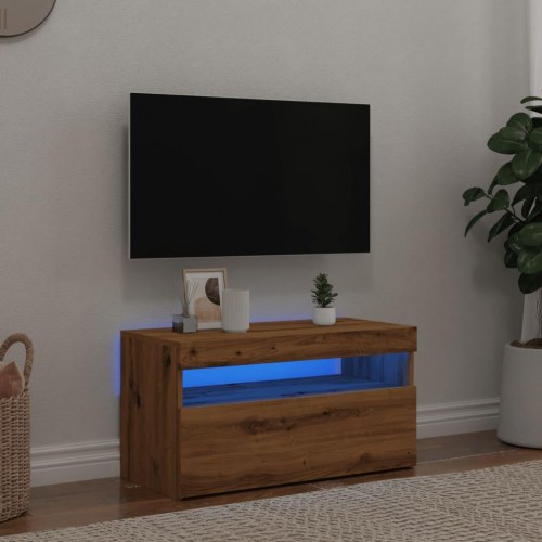 Tv-bord med LED-lys - 75×35×40 cm i konstrueret træ, kunsteg