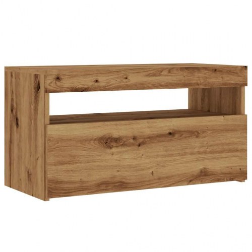 Tv-bord med LED-lys - 75×35×40 cm i konstrueret træ, kunsteg