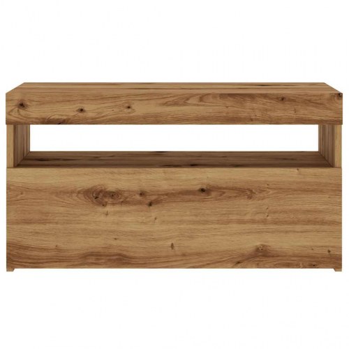 Tv-bord med LED-lys - 75×35×40 cm i konstrueret træ, kunsteg