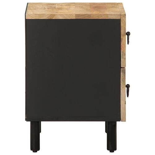Sengebord 40x33,5x46 cm massivt ru mangotræ sort