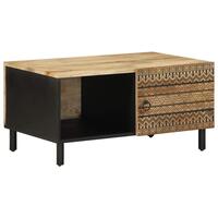 Sofabord 80x50x40 cm massivt ru mangotræ sort