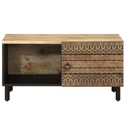 Sofabord 80x50x40 cm massivt ru mangotræ sort