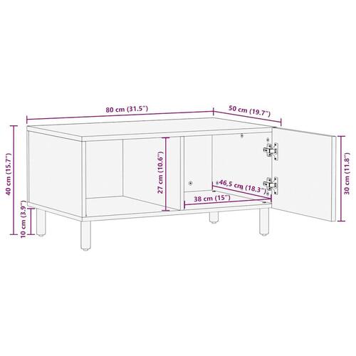 Sofabord 80x50x40 cm massivt ru mangotræ sort