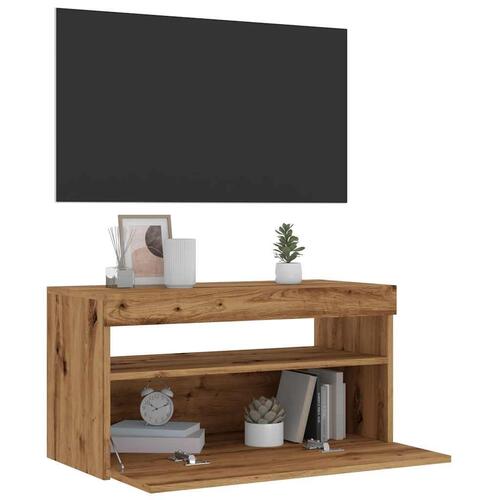 Tv-borde med LED-lys 2 stk. konstrueret træ kunsteg