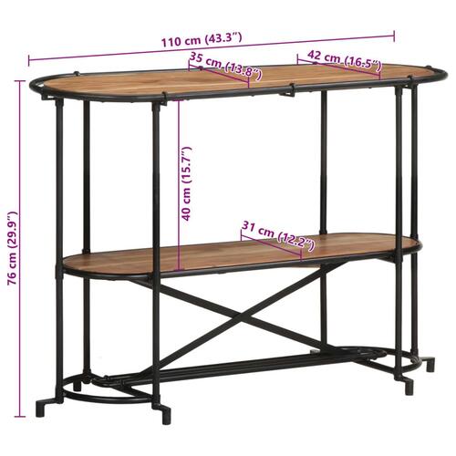 Konsolbord 110x42x76 cm massivt akacietræ