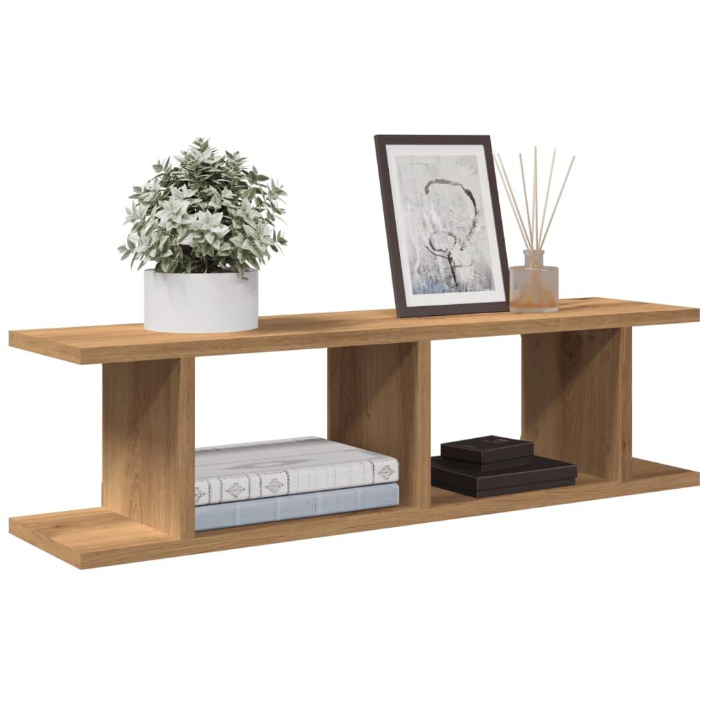 Væghylder 2 stk. 75x18x20 cm konstrueret træ kunsteg billede