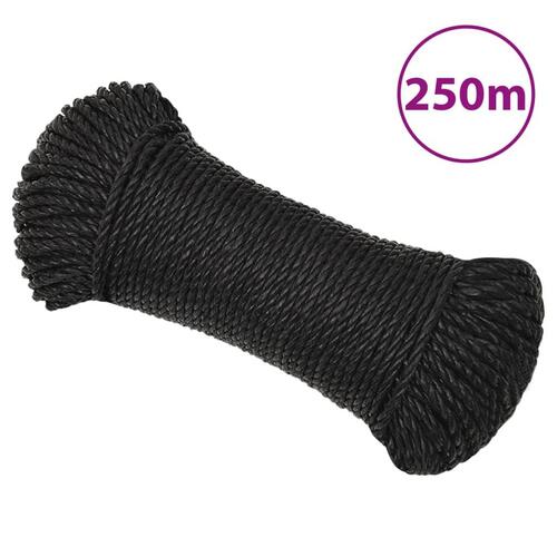 Arbejdsreb 3 mm 250 m polypropylen sort