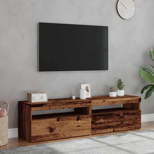 Tv-borde med LED-lys 2 stk. konstrueret træ antikt træ