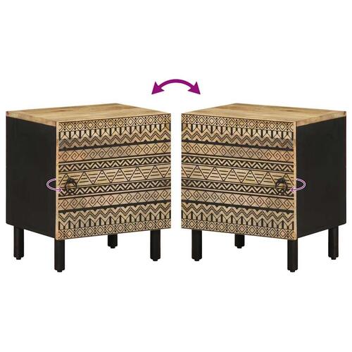 Sengeskabe 2 stk. 40x33,5x46 cm massivt ru mangotræ sort