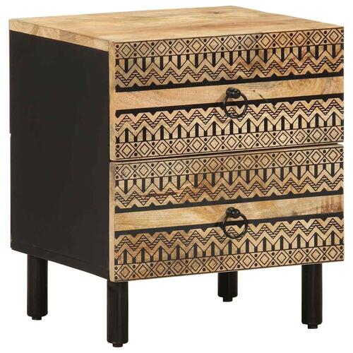 Sengeskabe 2 stk. 40x33,5x46 cm massivt ru mangotræ sort