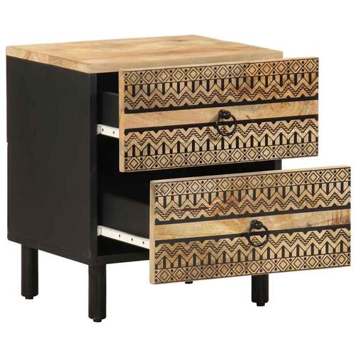 Sengeskabe 2 stk. 40x33,5x46 cm massivt ru mangotræ sort