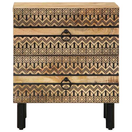 Sengeskabe 2 stk. 40x33,5x46 cm massivt ru mangotræ sort