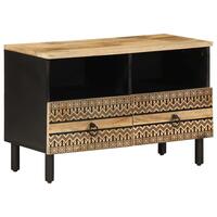 Tv-bord 70x33,5x46 cm massivt ru mangotræ sort