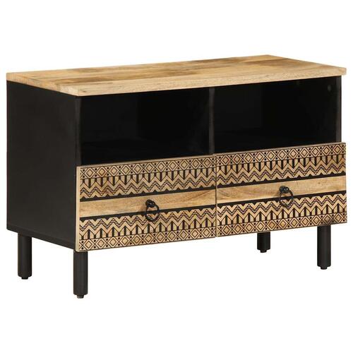 Tv-bord 70x33,5x46 cm massivt ru mangotræ sort