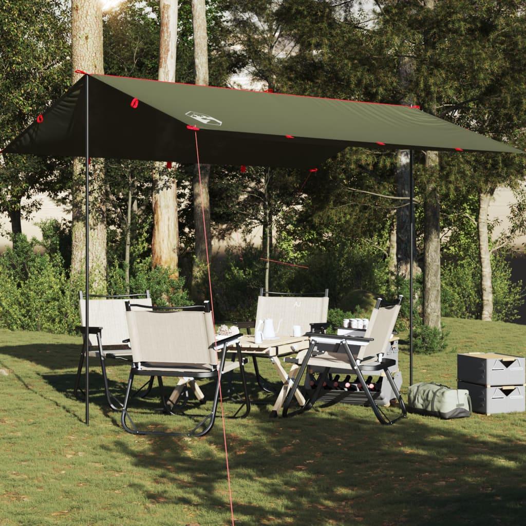 Tarp 366 × 306 cm - vandafvisende campingpresenning, olivengrøn billede