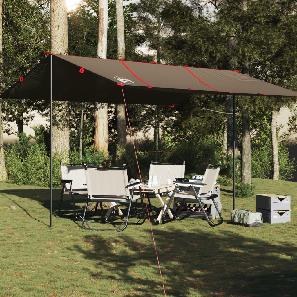 Tarp 451 × 420 cm - vandafvisende campingpresenning, brun billede