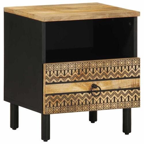 Sengeborde 2 stk. 40x33x46 cm massivt ru mangotræ sort
