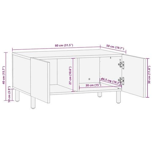 Sofabord 80x50x40 cm massivt ru mangotræ sort