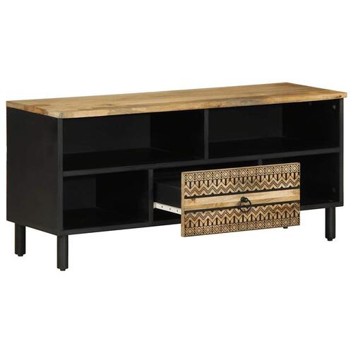 Tv-bord 100x33,5x46 cm massivt ru mangotræ sort