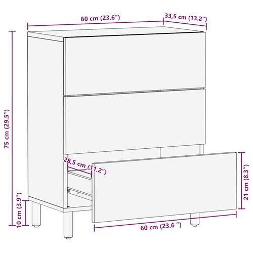 Skænk 60x33,5x75 cm massivt ru mangotræ