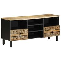 Tv-bord 100x33,5x46 cm massivt ru mangotræ sort