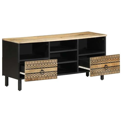 Tv-bord 100x33,5x46 cm massivt ru mangotræ sort