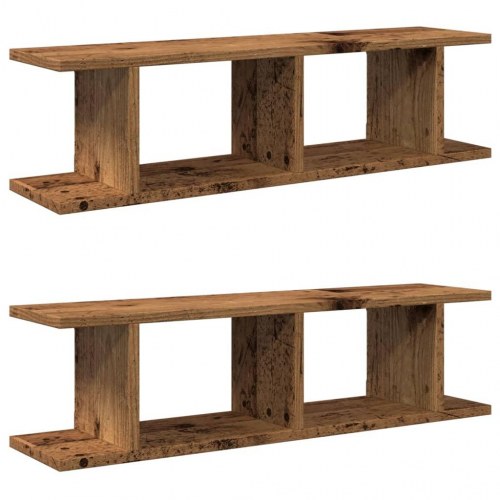 Væghylder - 2 stk. 75×18×20 cm i konstrueret træ, antikt træ