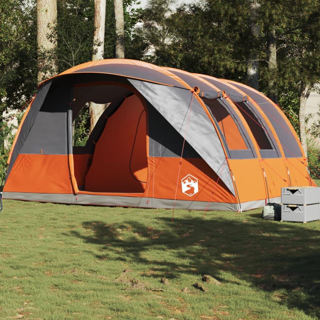 5-personers campingtelt vandafvisende grå og orange