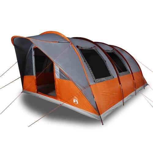 5-personers campingtelt vandafvisende grå og orange