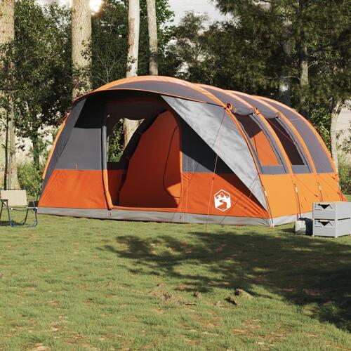 5-personers campingtelt vandafvisende grå og orange