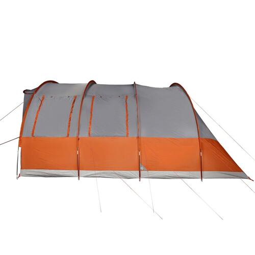 5-personers campingtelt vandafvisende grå og orange