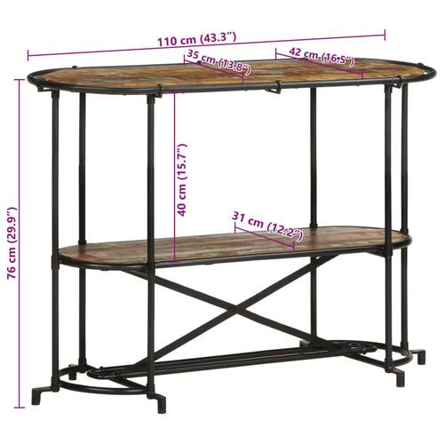Konsolbord 110x42x76 cm massivt genbrugstræ