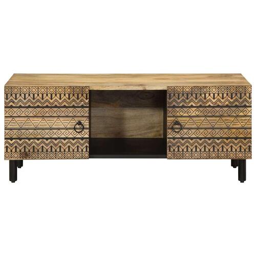 Sofabord 100x54x40 cm massivt ru mangotræ sort