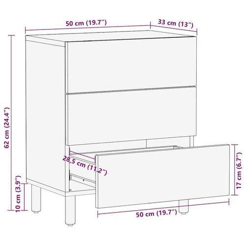 Sengebord 50x33x62 cm massivt ru mangotræ sort