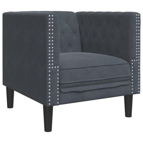 3-personers Chesterfield-sofasæt med puder fløjl mørkegrå