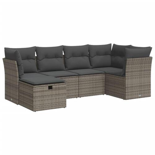 Sofasæt til haven 6 dele med hynder polyrattan grå